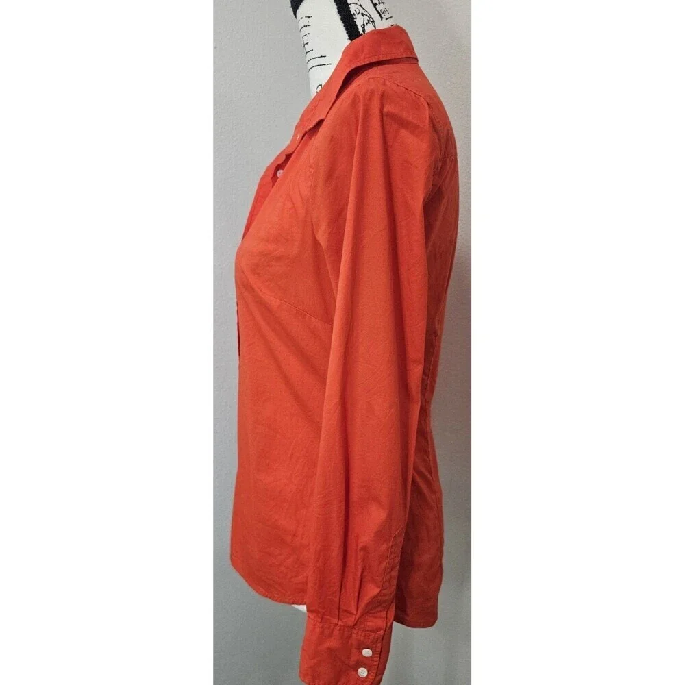 Woman J. Crew Haberdashery Refined Stretch Button Cotton Blend Shirt XS Orange - Picture 4 of 9